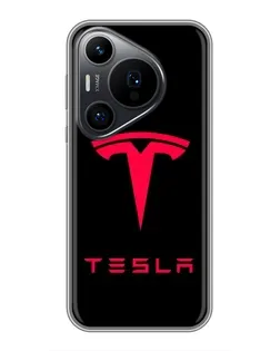 Чехол для Huawei Pura 70 PRO с картинкой «Tesla Red Logo»
