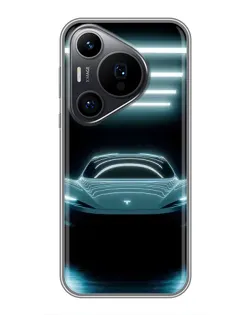 Чехол для Huawei Pura 70 PRO с картинкой «Tesla в неоне»