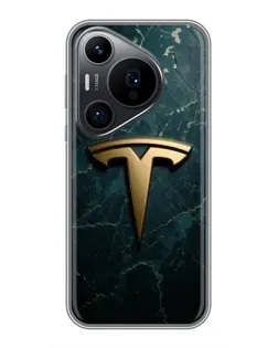 Чехол для Huawei Pura 70 PRO с картинкой «Мраморная Tesla Gold»