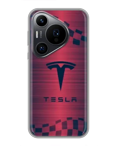 Чехол для Huawei Pura 70 PRO с картинкой «Тесла красный карбон»