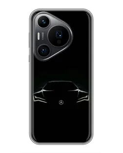 Чехол для Huawei Pura 70 PRO с картинкой «Mercedes — силуэт авто» Чехол для Huawei Pura 70 PRO с картинкой «Mercedes — силуэт авто»