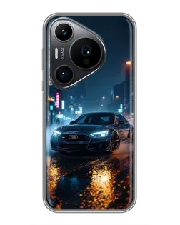 Чехол для Huawei Pura 70 PRO с картинкой «Ночной город и Audi»
