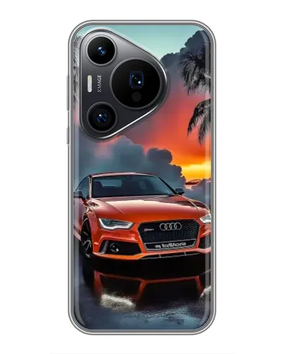 Чехол для Huawei Pura 70 PRO с картинкой «Audi — закат»