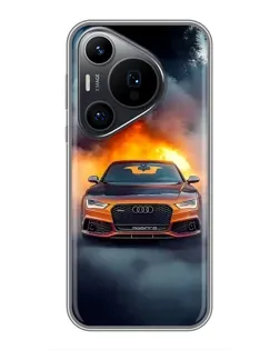 Чехол для Huawei Pura 70 PRO с картинкой «Audi в огненном дыму»