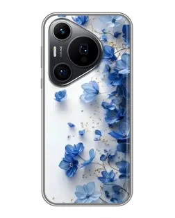 Чехол для Huawei Pura 70 PRO с картинкой «Голубой цветочный каскад» Чехол для Huawei Pura 70 PRO с картинкой «Голубой цветочный каскад»