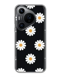 Чехол для Huawei Pura 70 PRO с картинкой «Ромашки на черном» Чехол для Huawei Pura 70 PRO с картинкой «Ромашки на черном»