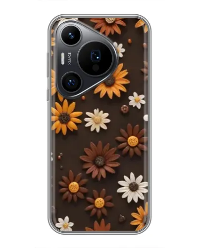Чехол для Huawei Pura 70 PRO с картинкой «Узор из маленьких подсолнухов»