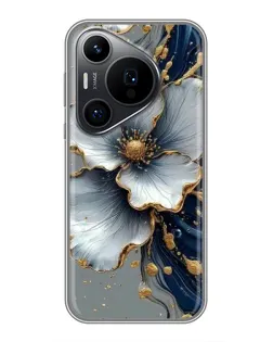 Чехол для Huawei Pura 70 PRO с картинкой «Белый цветок и золотой флюид» Чехол для Huawei Pura 70 PRO с картинкой «Белый цветок и золотой флюид»