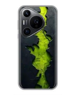 Чехол для Huawei Pura 70 PRO с картинкой «Салатовый разлом скалы»