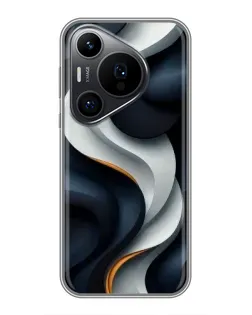 Чехол для Huawei Pura 70 PRO с картинкой «Объемные черно-белые ленты»