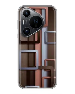 Чехол для Huawei Pura 70 PRO с картинкой «Коричневые объемные квадраты»