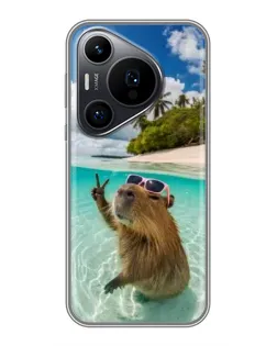 Чехол для Huawei Pura 70 PRO с картинкой «Капибара на море»