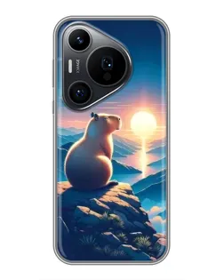 Чехол для Huawei Pura 70 PRO с картинкой «Закат солнца с капибарой»
