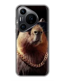 Чехол для Huawei Pura 70 PRO с картинкой «Капибара золотая цепь»