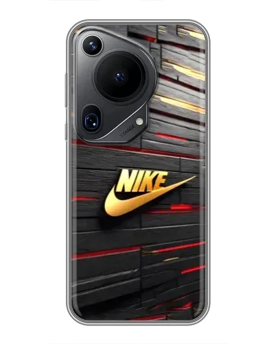 Чехол для Huawei Pura 70 Ultra с картинкой «Золотой Nike на металле»