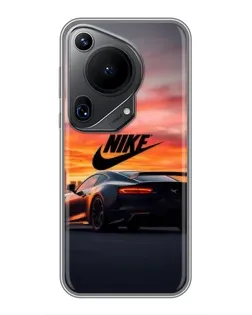 Чехол для Huawei Pura 70 Ultra с картинкой «Nike и суперкар»