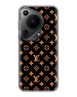 Чехол для Huawei Pura 70 Ultra с картинкой «Золотая монограмма LV»