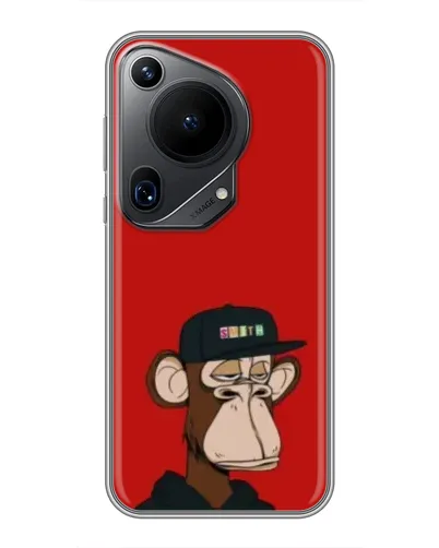 Чехол для Huawei Pura 70 Ultra с картинкой «Bored Ape — красный фон» Чехол для Huawei Pura 70 Ultra с картинкой «Bored Ape — красный фон»