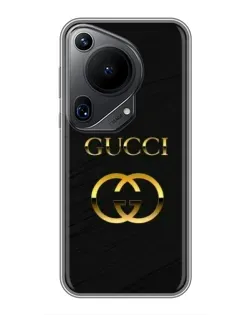 Чехол для Huawei Pura 70 Ultra с картинкой «Золотой логотип Gucci»