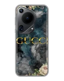 Чехол для Huawei Pura 70 Ultra с картинкой «Абстрактные цветы Gucci»