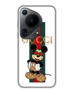 Чехол для Huawei Pura 70 Ultra с картинкой «Микки Маус Gucci — полосы»