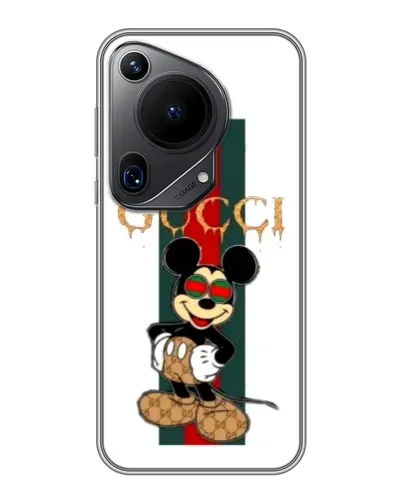 Чехол для Huawei Pura 70 Ultra с картинкой «Микки Маус Gucci — полосы»