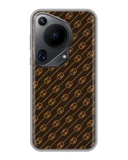 Чехол для Huawei Pura 70 Ultra с картинкой «Gucci — золотые диагонали»