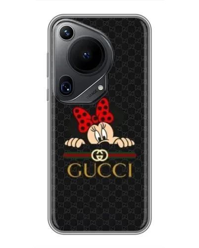Чехол для Huawei Pura 70 Ultra с картинкой «Минни Маус Gucci — черный»