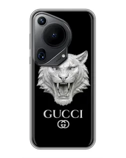 Чехол для Huawei Pura 70 Ultra с картинкой «Gucci — серебряный лев»
