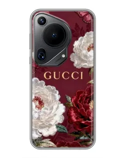 Чехол для Huawei Pura 70 Ultra с картинкой «Gucci — бордовые розы»