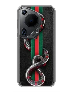 Чехол для Huawei Pura 70 Ultra с картинкой «Gucci — змея на полосе»
