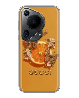Чехол для Huawei Pura 70 Ultra с картинкой «Gucci — золотые бабочки»