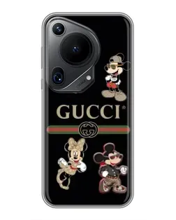 Чехол для Huawei Pura 70 Ultra с картинкой «Gucci — герои Disney и монограмма»