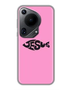 Чехол для Huawei Pura 70 Ultra с картинкой «Розовый символ  Jesus»