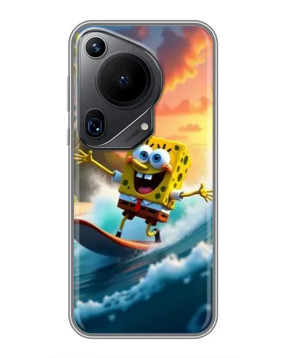Чехол для Huawei Pura 70 Ultra с картинкой «Губка Боб серфингист»