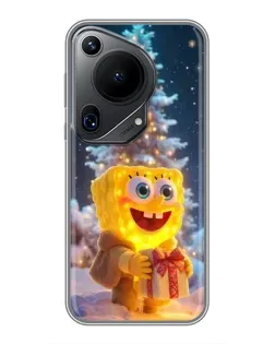 Чехол для Huawei Pura 70 Ultra с картинкой «Рождественский Спанч Боб»