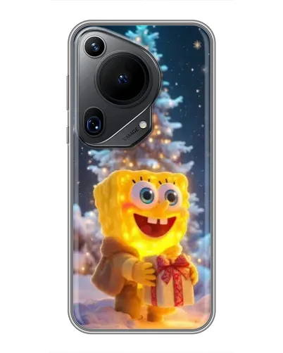 Чехол для Huawei Pura 70 Ultra с картинкой «Рождественский Спанч Боб»