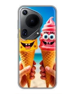 Чехол для Huawei Pura 70 Ultra с картинкой «Спанч Боб мороженое»