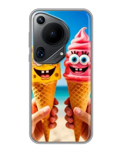 Чехол для Huawei Pura 70 Ultra с картинкой «Спанч Боб мороженое»