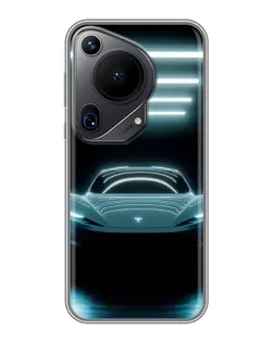 Чехол для Huawei Pura 70 Ultra с картинкой «Tesla в неоне» Чехол для Huawei Pura 70 Ultra с картинкой «Tesla в неоне»