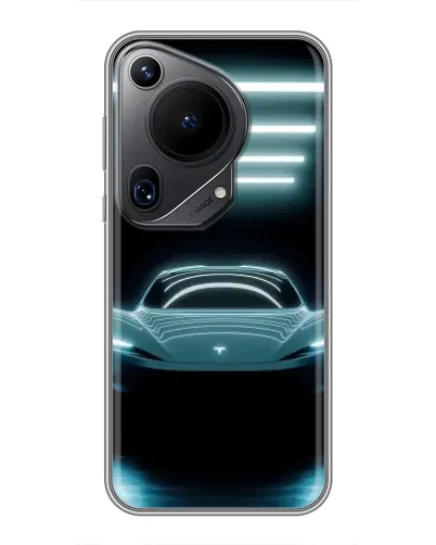 Чехол для Huawei Pura 70 Ultra с картинкой «Tesla в неоне»