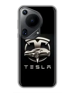 Чехол для Huawei Pura 70 Ultra с картинкой «Tesla — серебристое авто» Чехол для Huawei Pura 70 Ultra с картинкой «Tesla — серебристое авто»