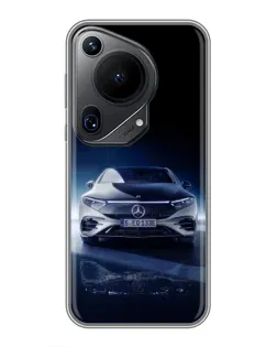 Чехол для Huawei Pura 70 Ultra с картинкой «Ночной Mercedes EQ»