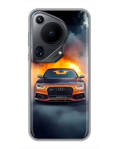 Чехол для Huawei Pura 70 Ultra с картинкой «Audi в огненном дыму» Чехол для Huawei Pura 70 Ultra с картинкой «Audi в огненном дыму»