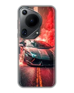 Чехол для Huawei Pura 70 Ultra с картинкой «Lamborghini красный дым»