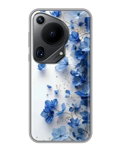 Чехол для Huawei Pura 70 Ultra с картинкой «Голубой цветочный каскад»