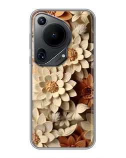 Чехол для Huawei Pura 70 Ultra с картинкой «Бежевый флористический декор» Чехол для Huawei Pura 70 Ultra с картинкой «Бежевый флористический декор»