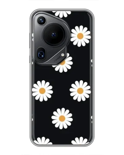 Чехол для Huawei Pura 70 Ultra с картинкой «Ромашки на черном»