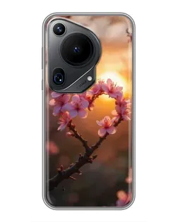 Чехол для Huawei Pura 70 Ultra с картинкой «Розовый цвет сердце на фоне заката» Чехол для Huawei Pura 70 Ultra с картинкой «Розовый цвет сердце на фоне заката»