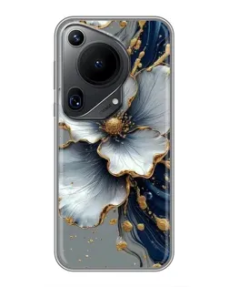 Чехол для Huawei Pura 70 Ultra с картинкой «Белый цветок и золотой флюид» Чехол для Huawei Pura 70 Ultra с картинкой «Белый цветок и золотой флюид»